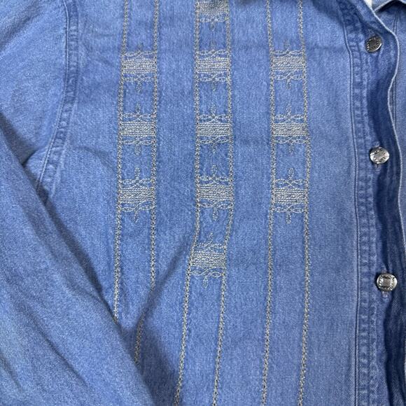 Vintage Wrangler Embroidered Denim Long Sleeved Shirt - XL - Picture 3 of 8